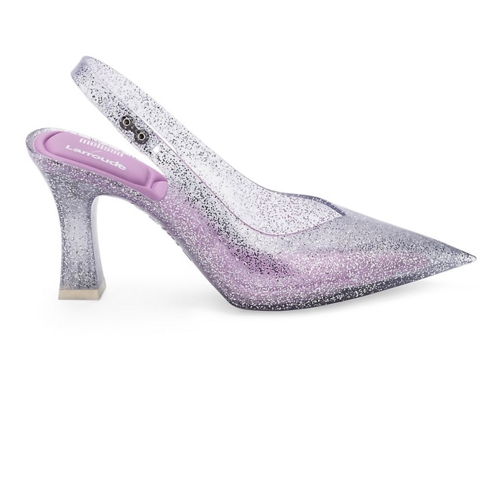NWT Melissa X Larroude Cinderella sparkle PVC slingback pumps